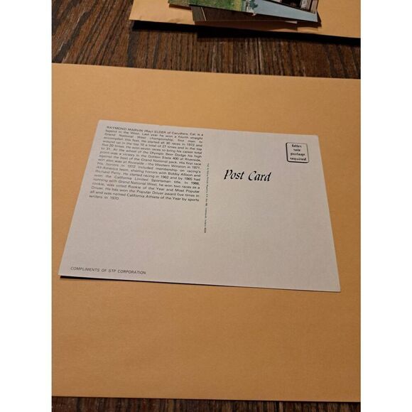 Vintage Ray Elder #96 Olympia Beer NASCAR Postcard 5x7 STP Racing Pictorial - Picture 2 of 2